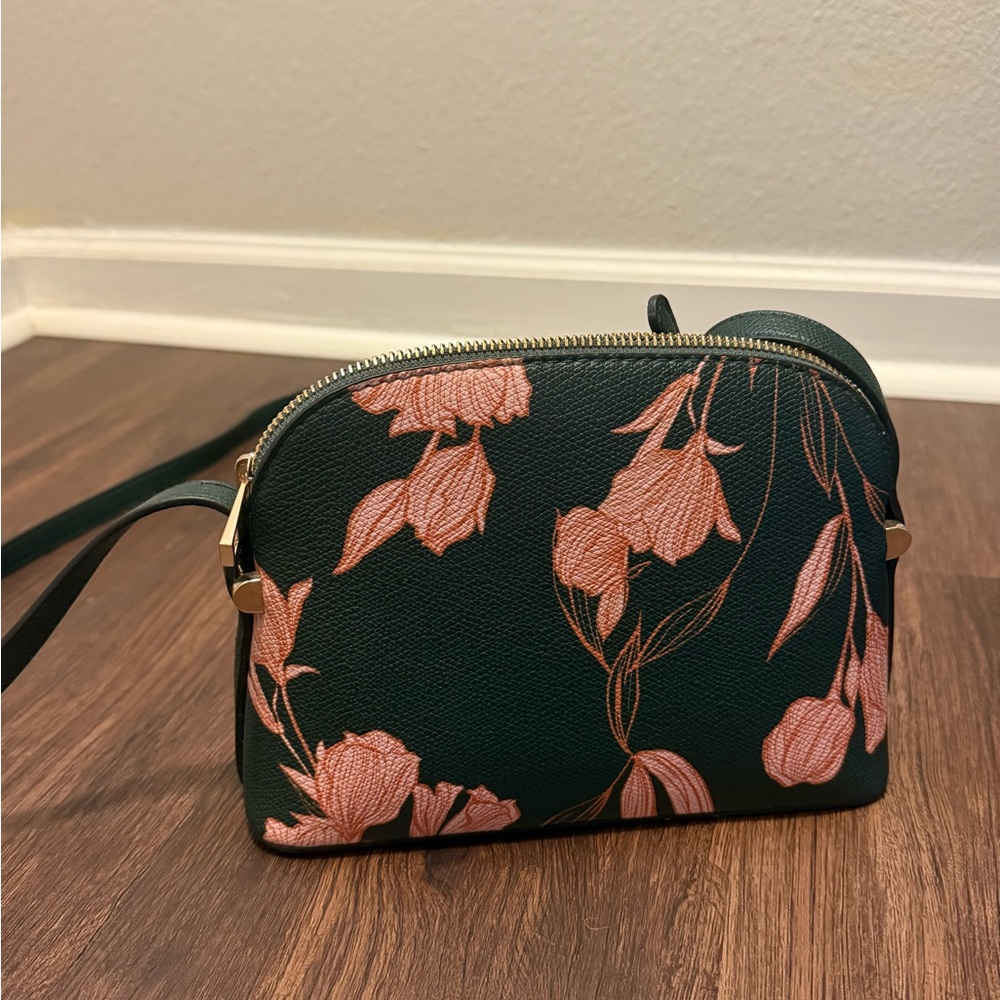 Floral Black and Pink Crossbody Bag